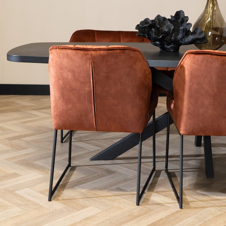 Chaise de salle à manger en velours Janna cuivre