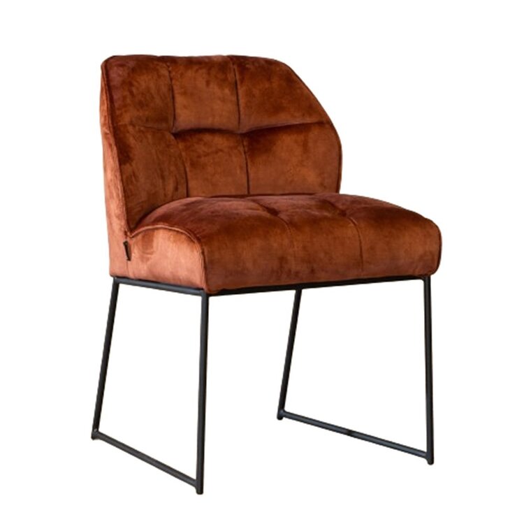 Chaise de salle à manger en velours Janna cuivre