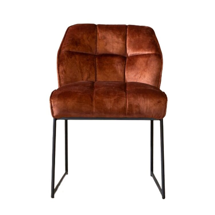 Chaise de salle à manger en velours Janna cuivre