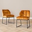 Chaise de salle à manger en velours Janna  jaune moutarde / cognac