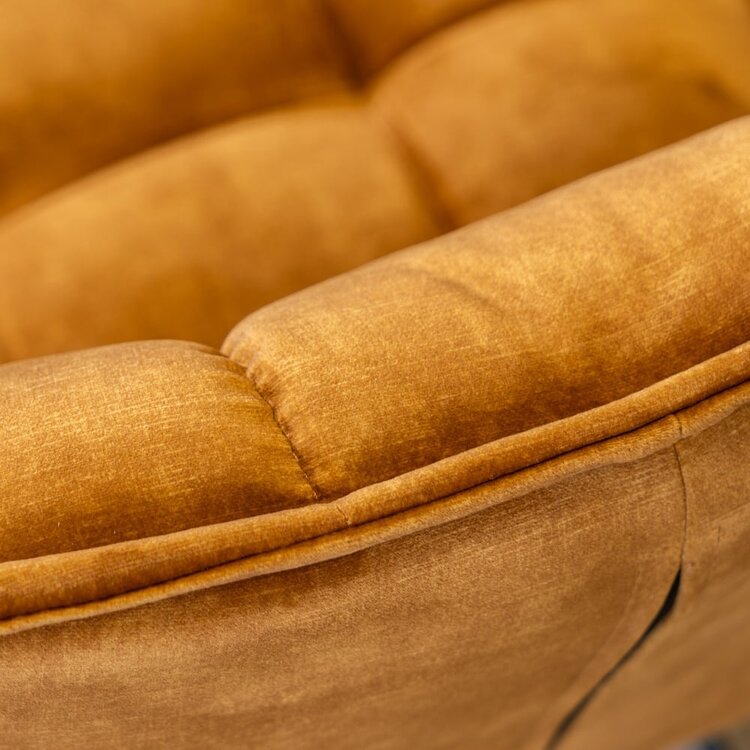 Chaise de salle à manger en velours Janna  jaune moutarde / cognac