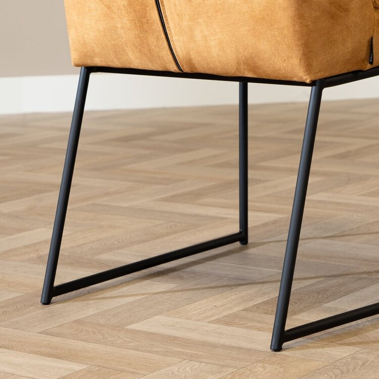 Chaise de salle à manger en velours Janna  jaune moutarde / cognac