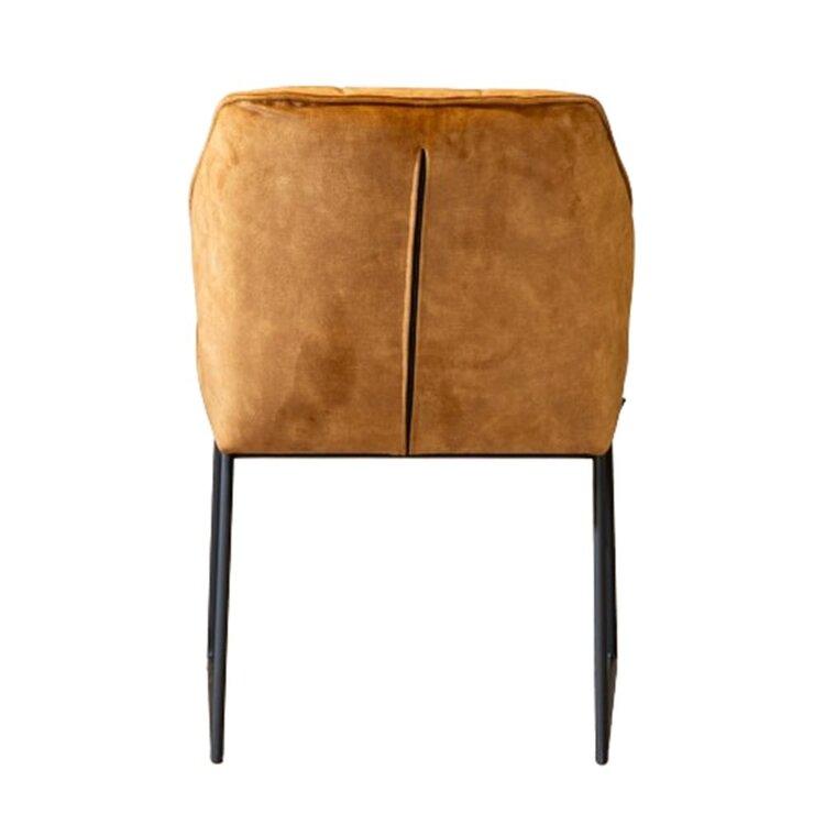 Chaise de salle à manger en velours Janna  jaune moutarde / cognac