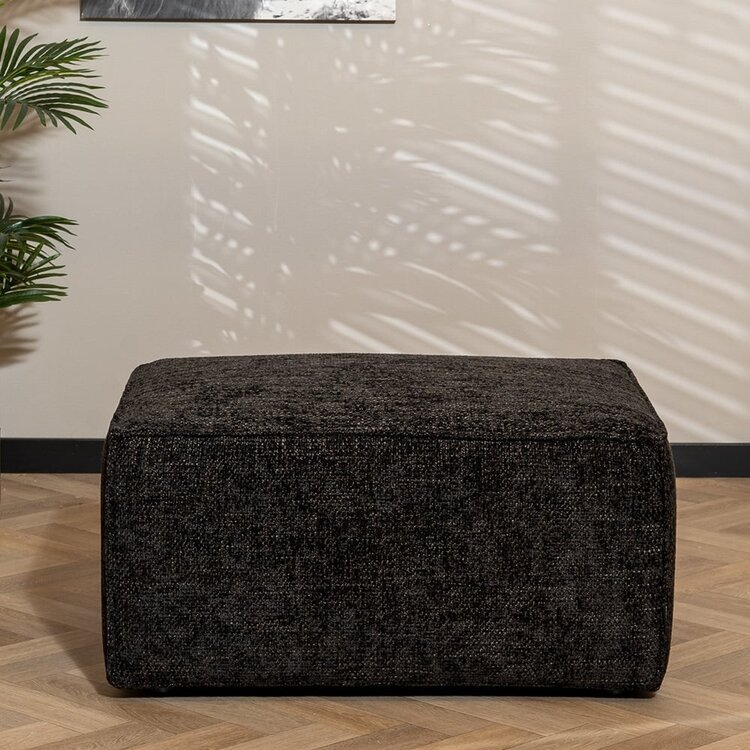 Pouf Memphis tissu chenille noir