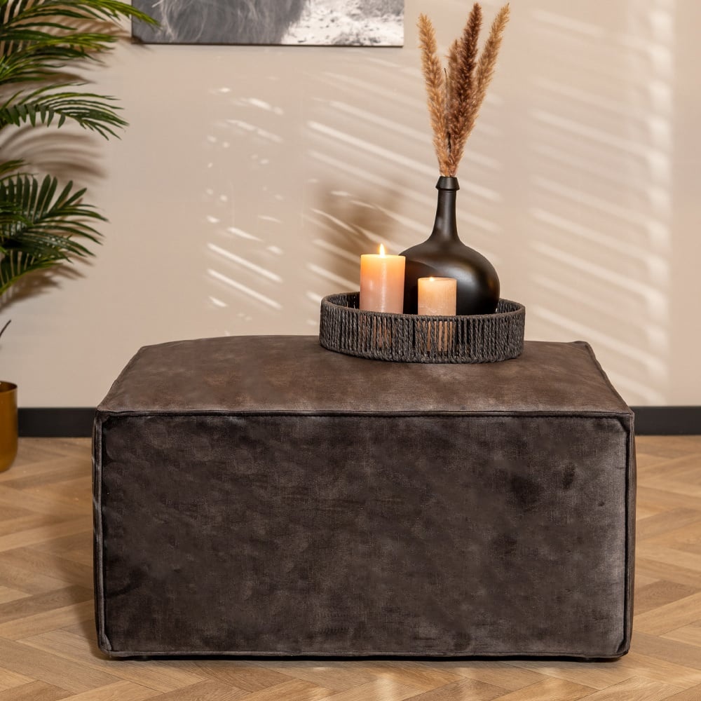 Pouf Memphis velours anthracite