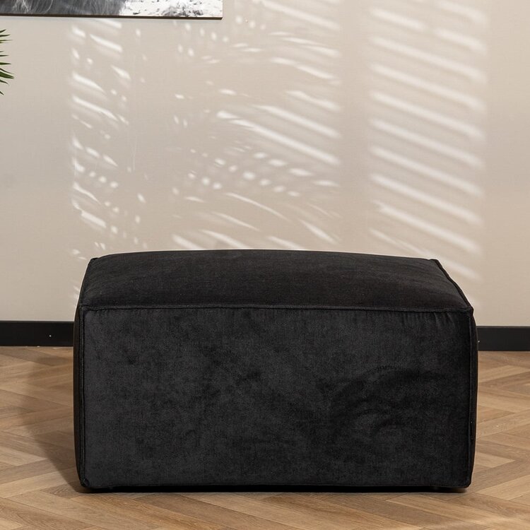 Pouf Scandinave Memphis tissu mélangé noir