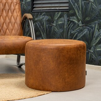 Pouf éco-cuir Kyla cognac