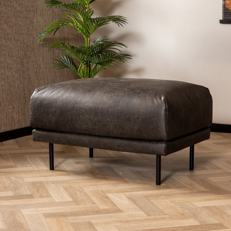 Hocker Denver en cuir écologique anthracite