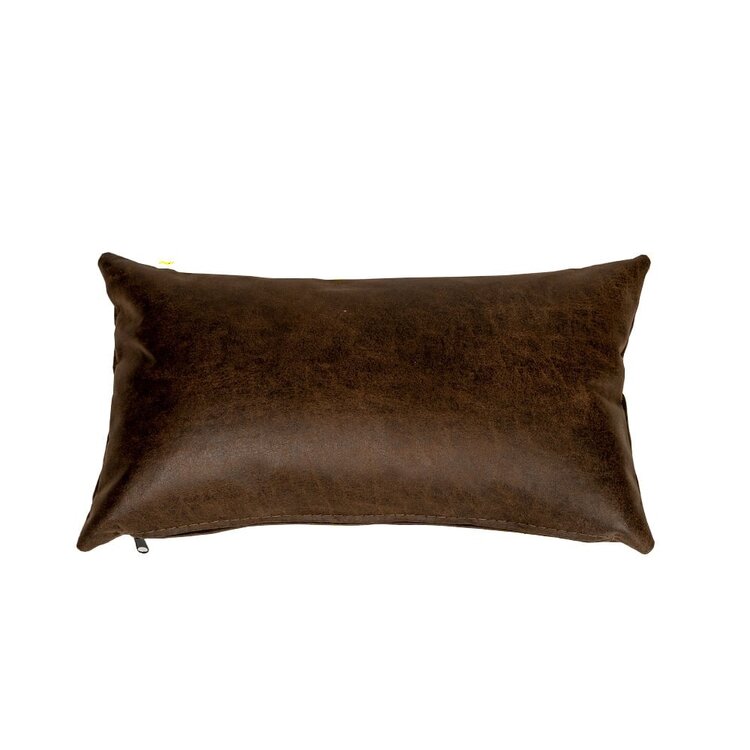 Coussin Kyla eco-cuir brun 25 x 45 cm