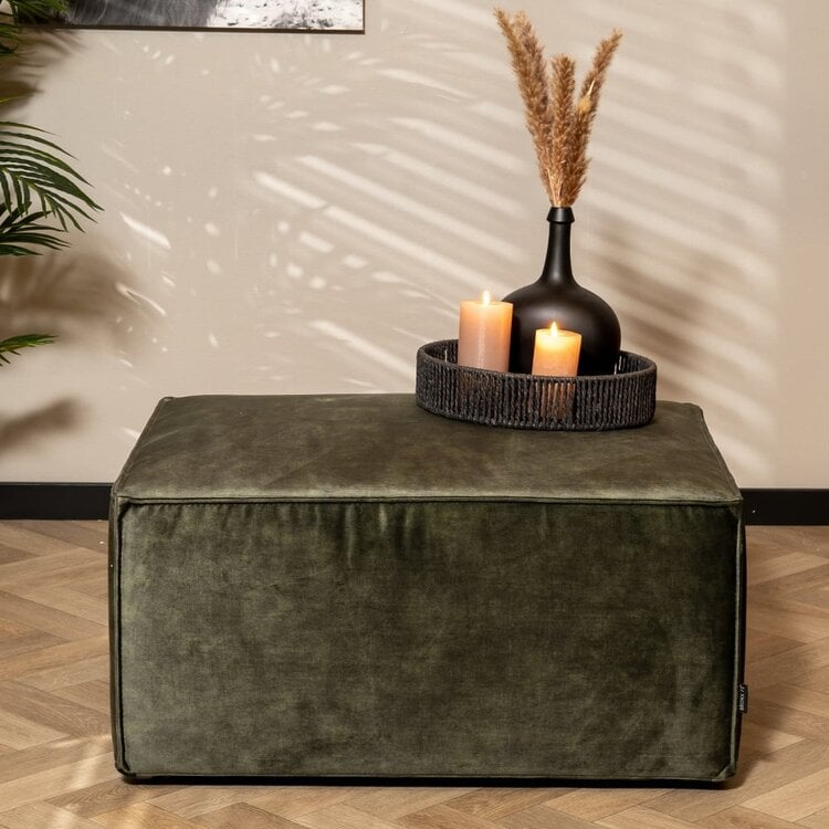 Pouf Memphis velours vert foncé