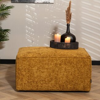 Pouf Memphis tissu chenille cognac