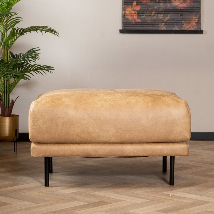 Hocker Denver en cuir écologique beige