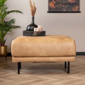 Hocker Denver en cuir écologique beige