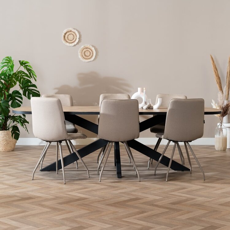 Chaise de salle à manger scandinave Pippi taupe tissu recyclé