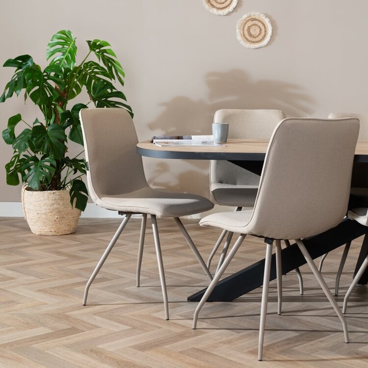 Chaise de salle à manger scandinave Pippi taupe tissu recyclé