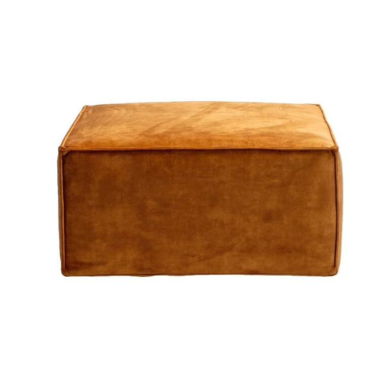 Pouf Memphis velours ocre jaune