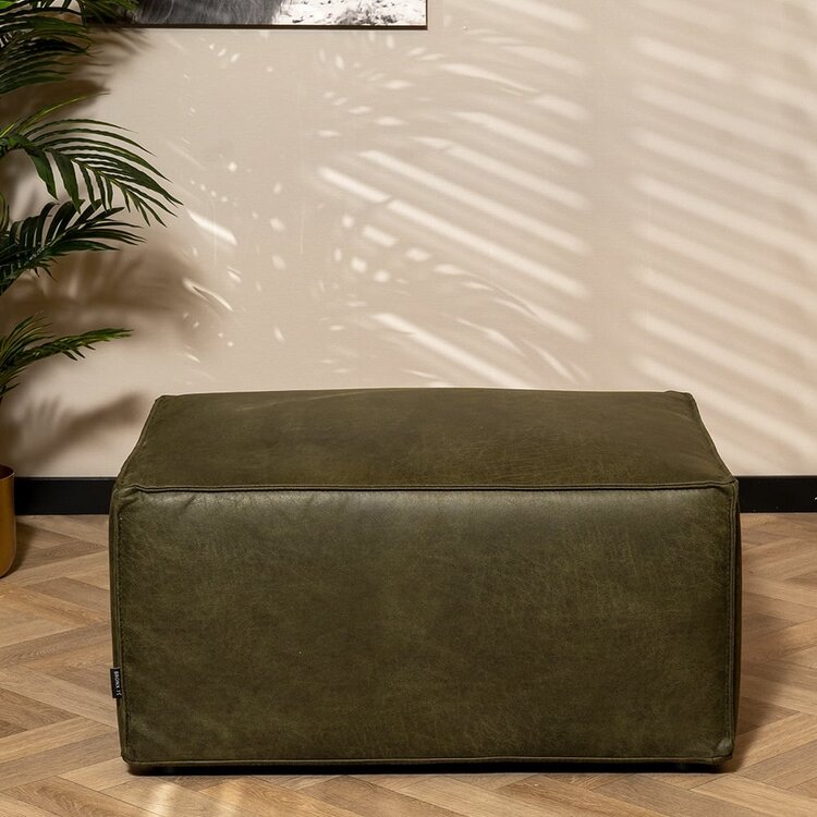 Pouf Memphis en éco-cuir vert