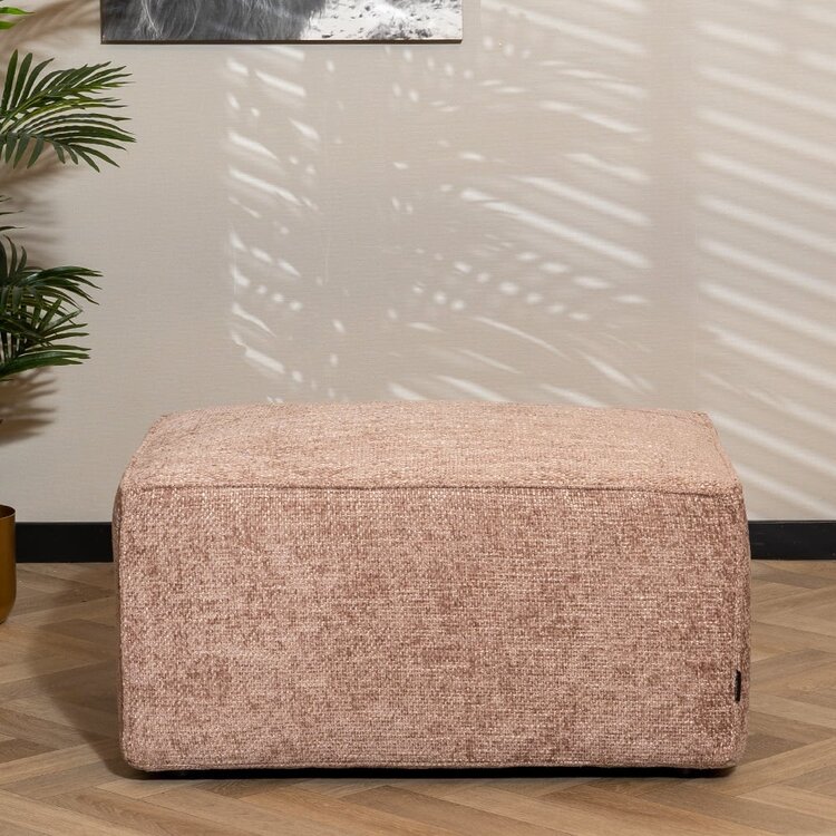 Pouf Memphis tissu chenille rose