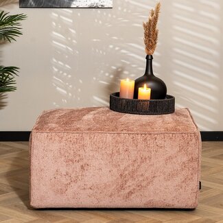 Hocker Memphis tissu chenille rose
