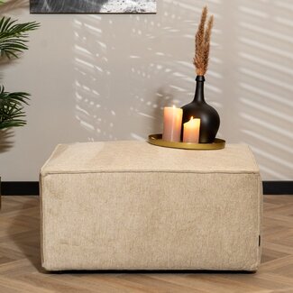 Pouf Scandinave Memphis tissu mélangé taupe