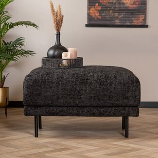 Hocker Denver tissu chenille noir