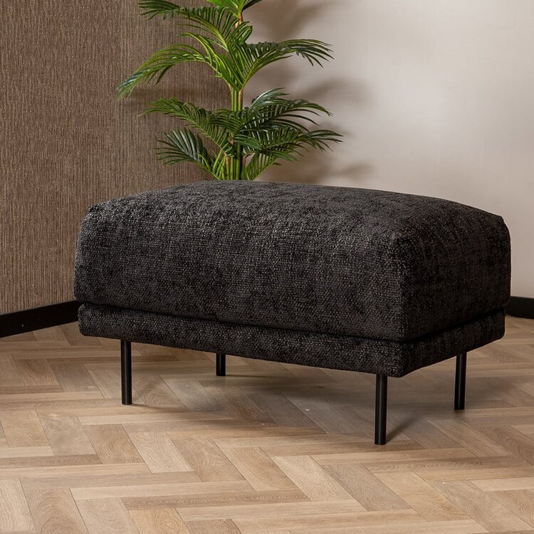 Hocker Denver tissu chenille noir