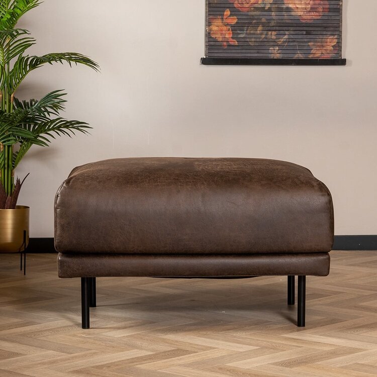 Hocker Denver en cuir écologique brun