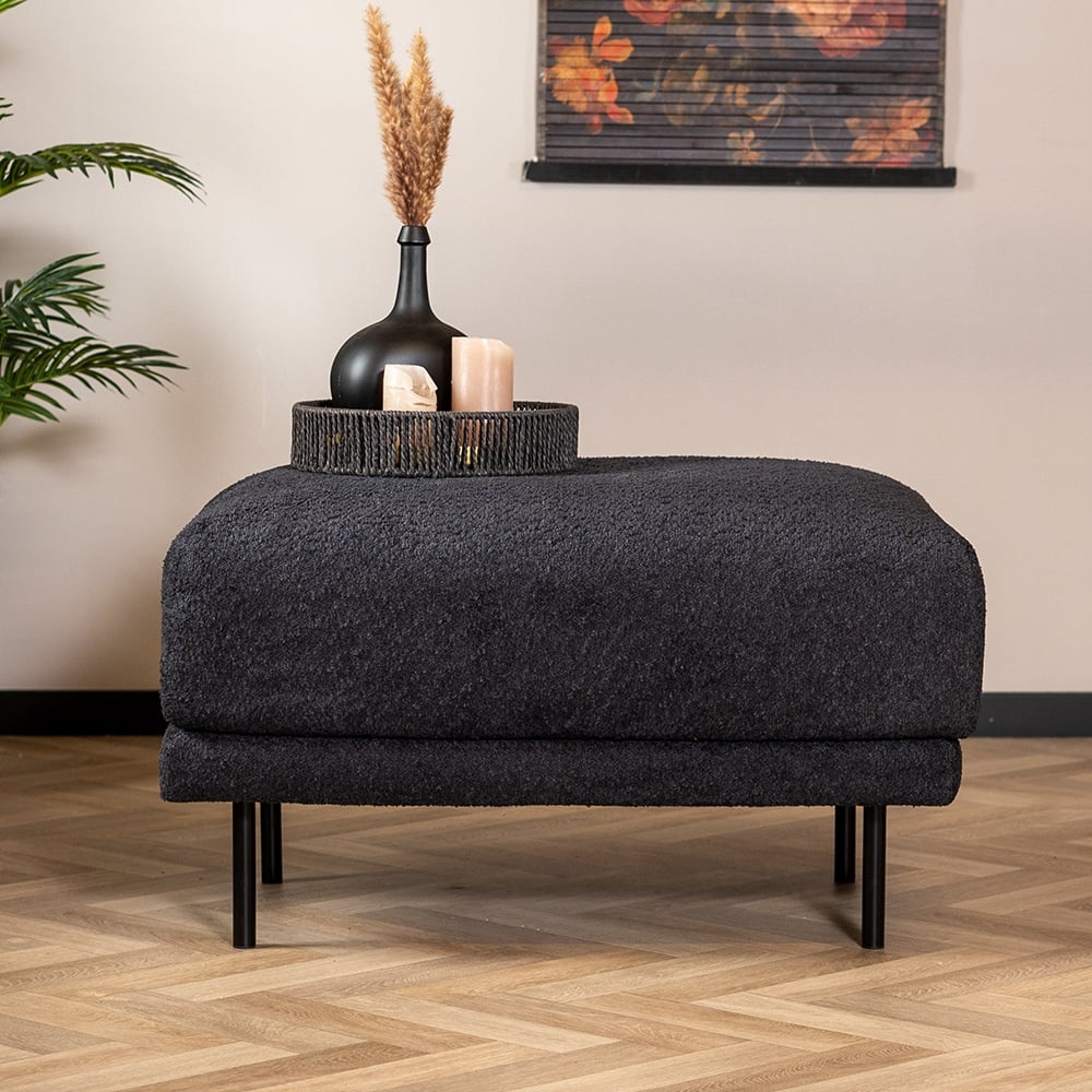 Hocker scandinave Denver bouclette noir
