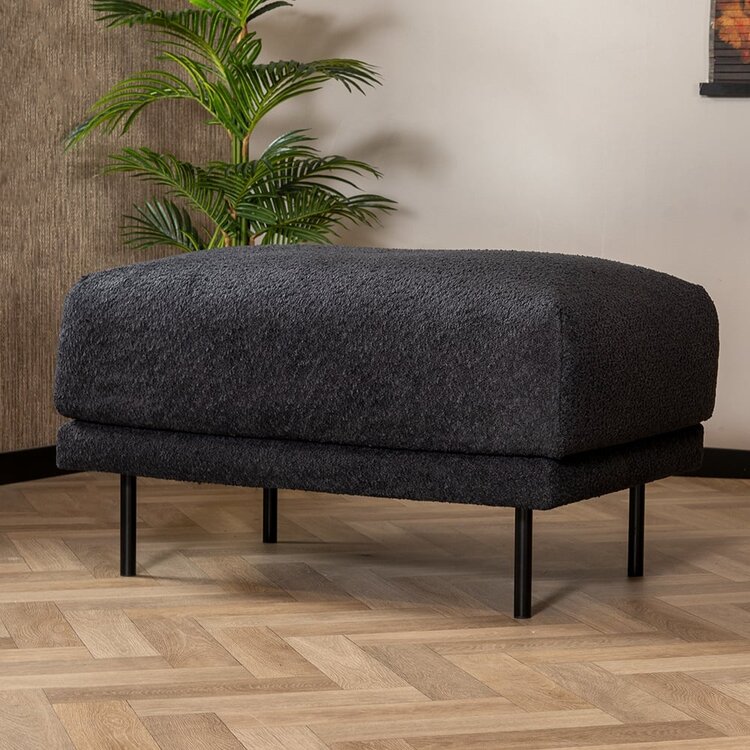 Hocker scandinave Denver bouclette noir