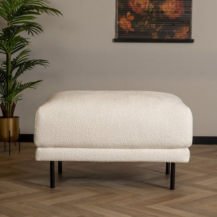 Hocker scandinave Denver bouclette blanc