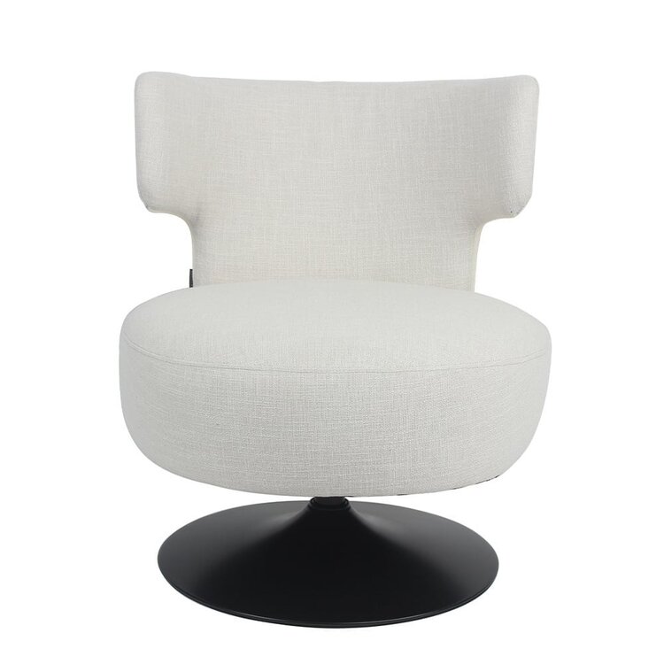 Fauteuil pivotant Metro tissu lin blanc cassé