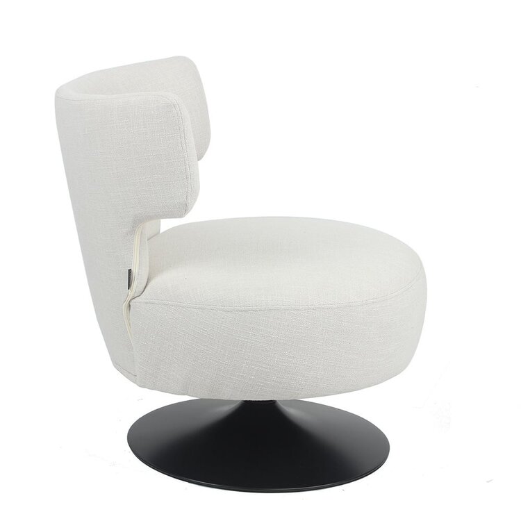 Fauteuil pivotant Metro tissu lin blanc cassé