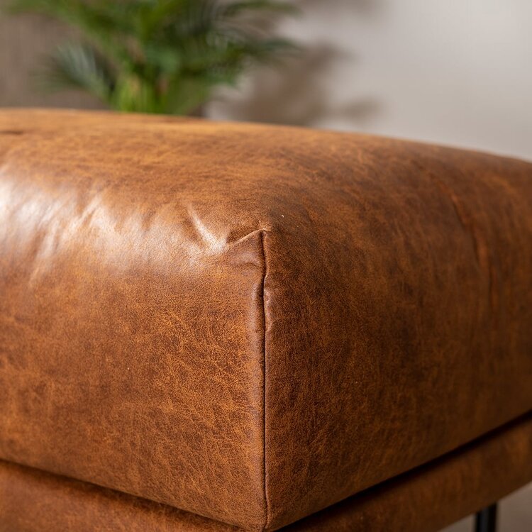 Hocker Denver en cuir écologique cognac