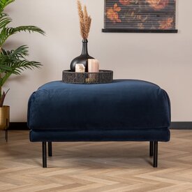 Hocker Denver velours bleu