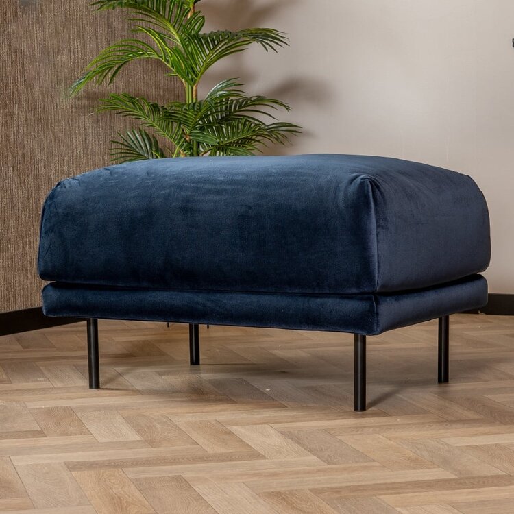 Hocker Denver velours bleu