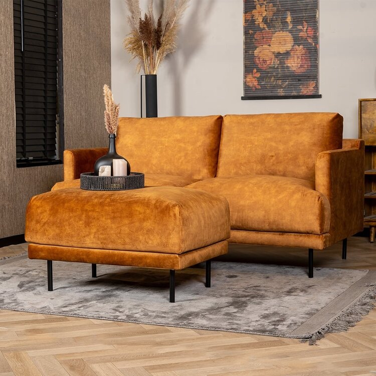 Hocker Denver tissu chenille cognac