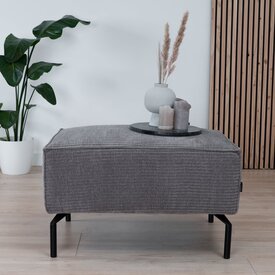 Pouf / hocker Kansas taupe velours côtelé