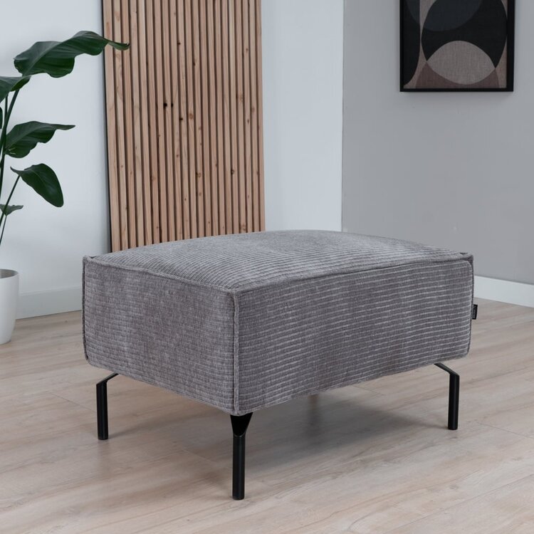 Pouf / hocker Kansas taupe velours côtelé