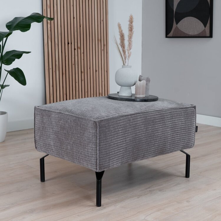 Pouf / hocker Kansas taupe velours côtelé