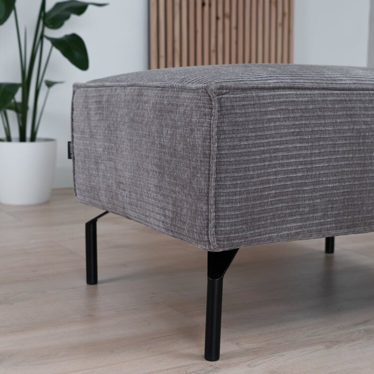 Pouf / hocker Kansas taupe velours côtelé
