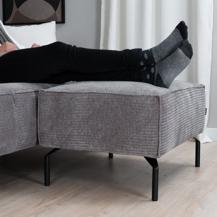 Pouf / hocker Kansas taupe velours côtelé