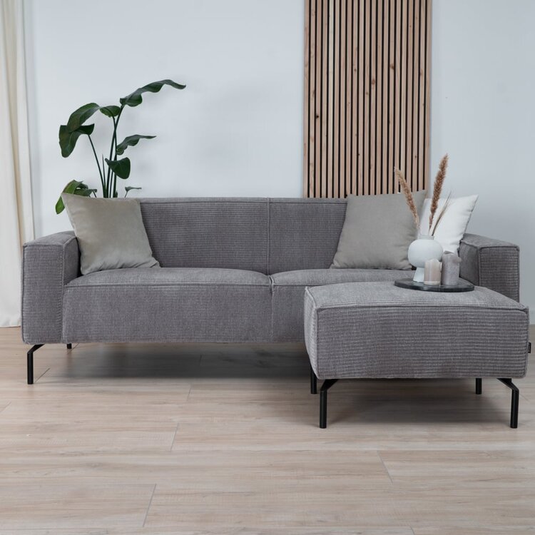 Pouf / hocker Kansas taupe velours côtelé