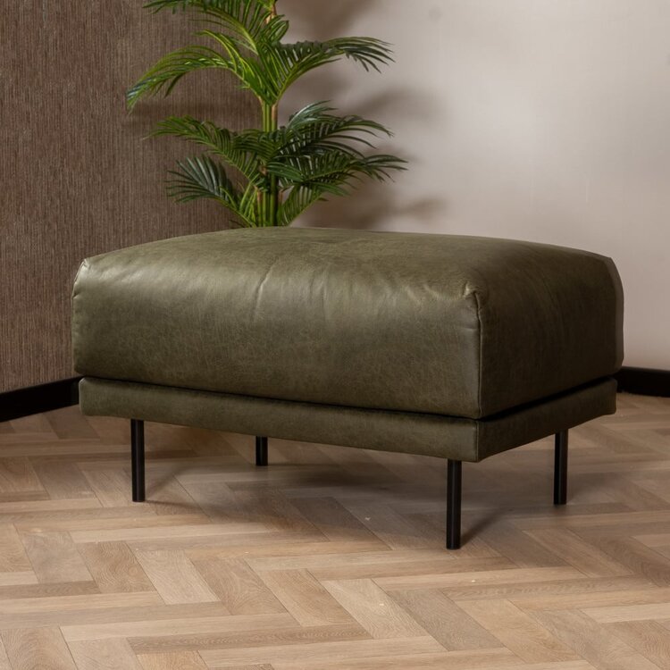 Hocker Denver en cuir écologique vert olive