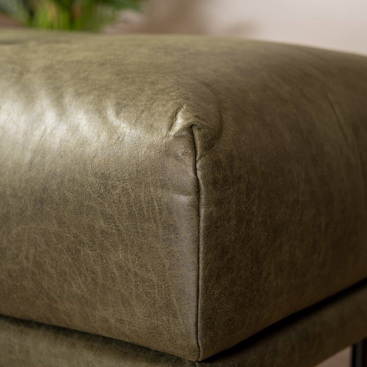 Hocker Denver en cuir écologique vert olive
