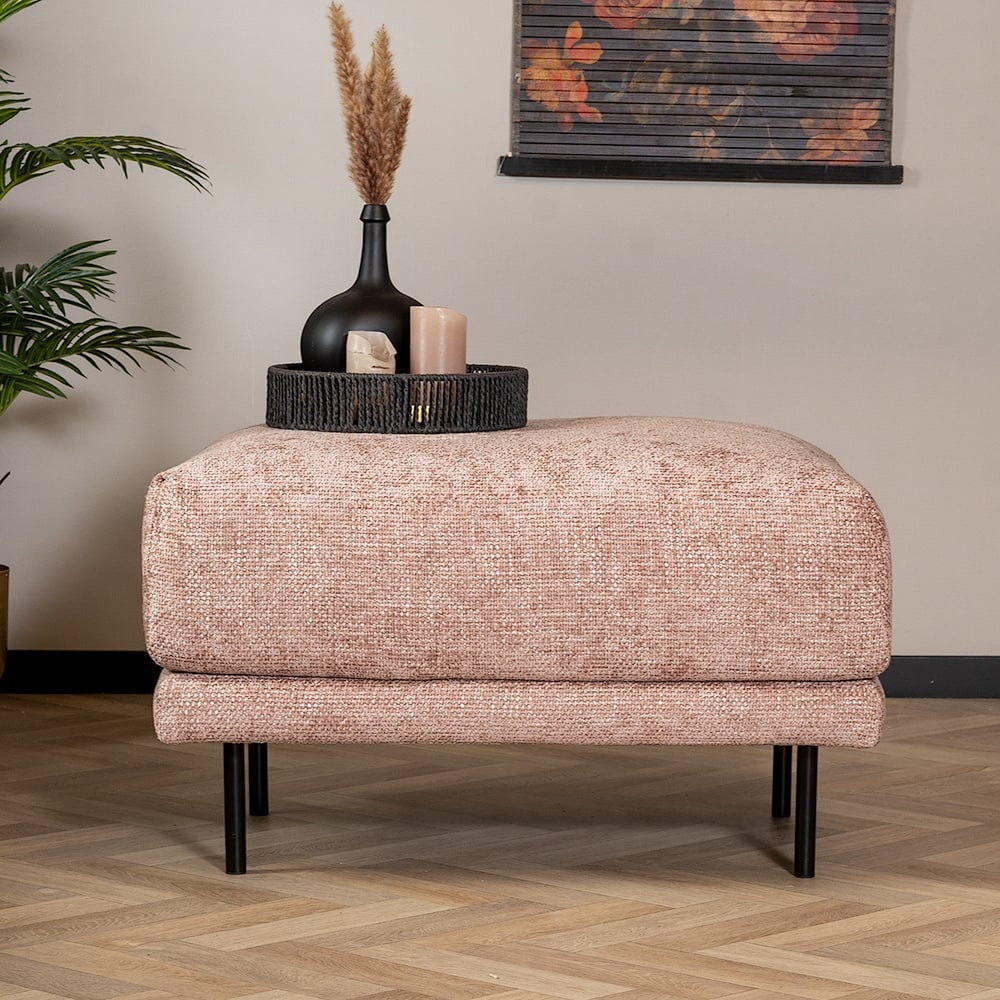 Hocker Denver tissu chenille rose