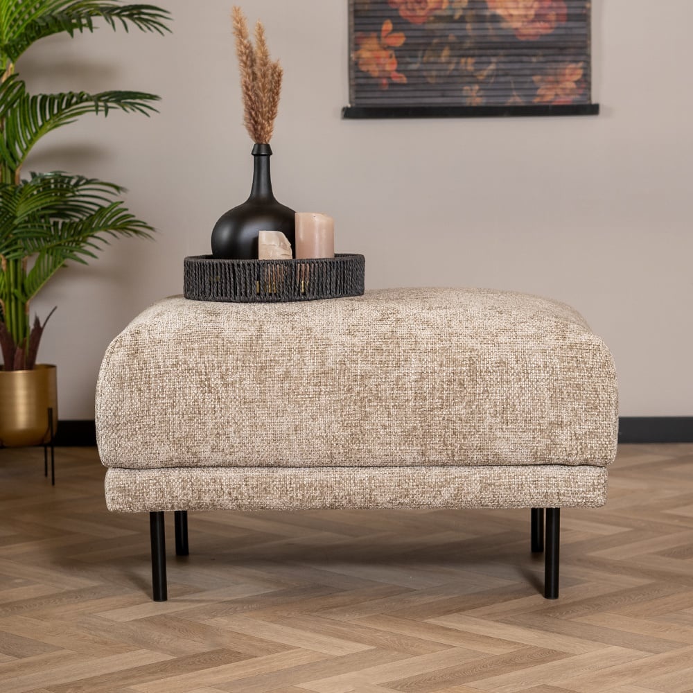Hocker Denver tissu chenille taupe