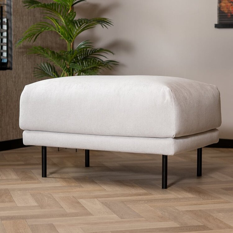 Hocker scandinave Denver Tissu chiné blanc