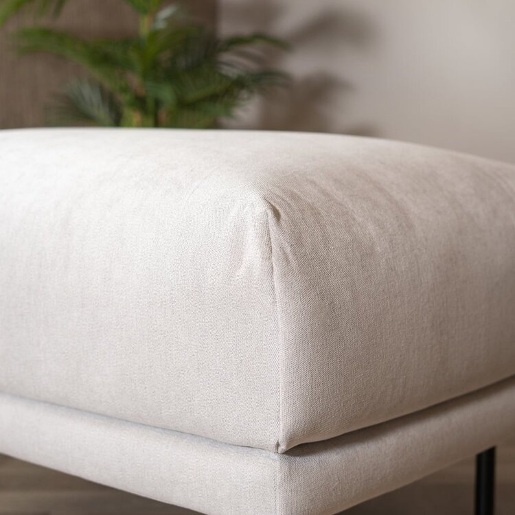 Hocker scandinave Denver Tissu chiné blanc