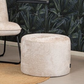 Pouf Juna tissu chenille blanc