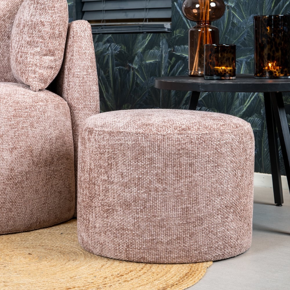 Pouf Féline tissu chenille rose